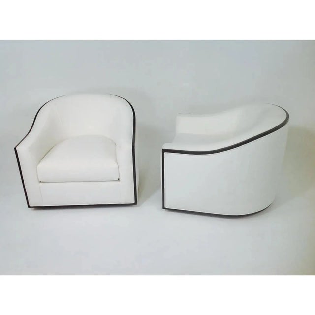 Modern Modern Mid Century Style Swivel Lounge Chairs - a Pair For Sale - Image 3 of 5