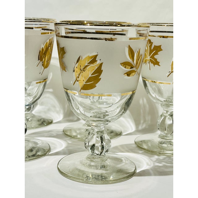 Vintage Libbey Gold Leaf Leaves Goblet Glasses Set of 5 Chairish