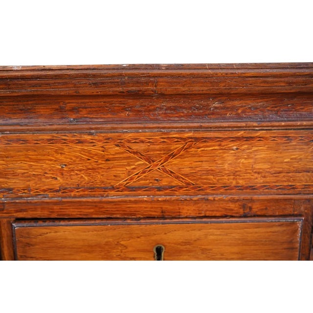 English 18th Century Period Oak English Chest on Chest Bracket Feet Shell Inlay For Sale - Image 3 of 10