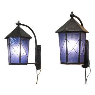 Large Entrance Door Wall Lanterns, 1920s, Set of 2 For Sale