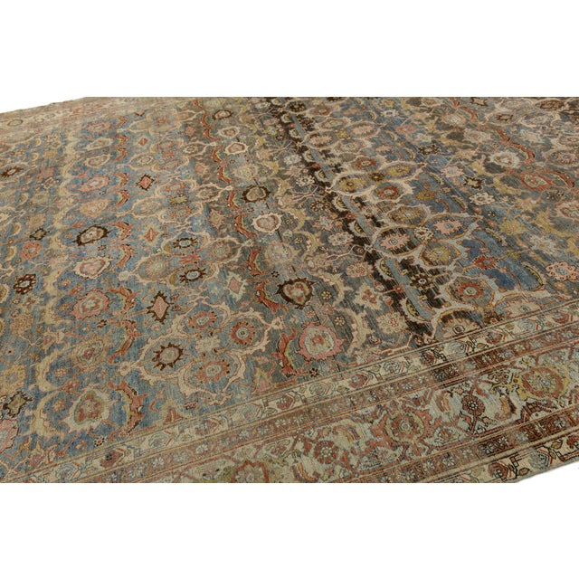 Late 19th Century One of the Kind 19th Century Antique Bidjar Rug With All-Over Herati Pattern For Sale - Image 5 of 12