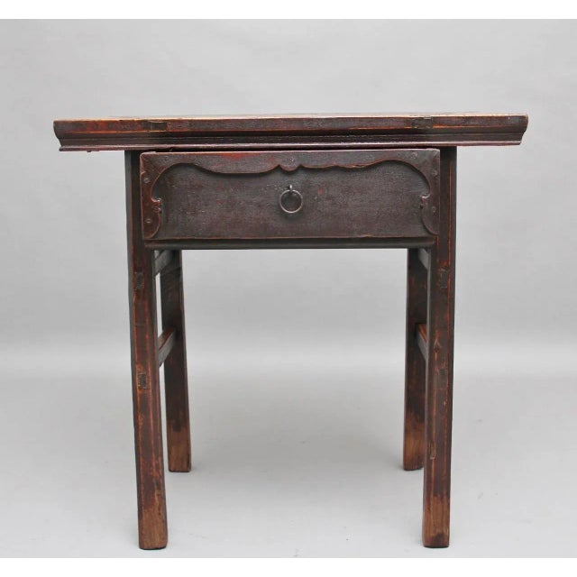 Rustic 19th Century Chinese Elm Side Table, 1880s For Sale - Image 3 of 10