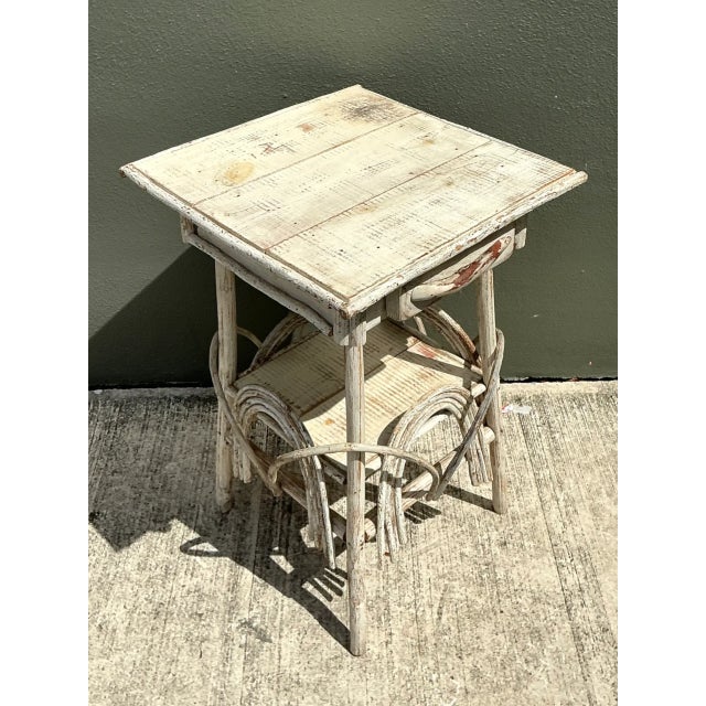 Vintage Primitive Wood Side Table For Sale - Image 4 of 12