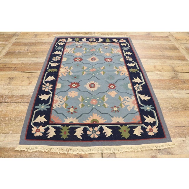 Textile Vintage Romanian Floral Kilim Rug, 03'11 X 05'10 For Sale - Image 7 of 9