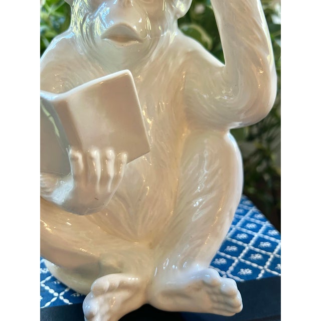 White 1977 Fitz and Floyd “Monkey Business” Blanc De Chine Bookend or Figurine For Sale - Image 8 of 11