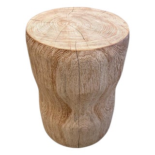 Andrianna Shamaris Hand Carved Teak Side Table For Sale