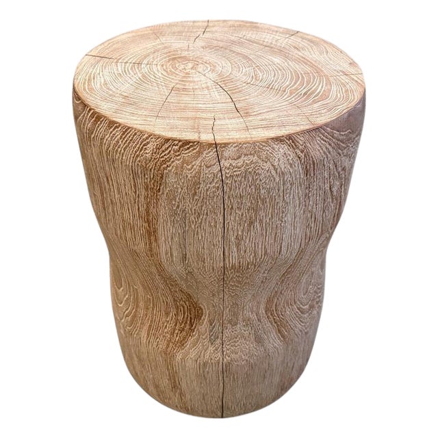 Andrianna Shamaris Hand Carved Teak Side Table For Sale