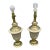 Vintage Mid Century Modern Stiffel Ivory Porcelain and Brass Lamps Hollywood Regency Set of 2 For Sale