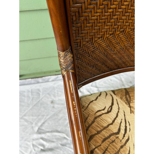 Vintage Bamboo and Rattan Dining Host Chairs - Upholstered Seats For Sale - Image 12 of 12