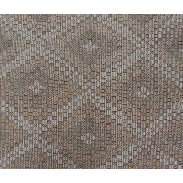 Textile Turkish Kilim Gallery Runner With Ivory and Taupe Geometric Patten 6'4 X 11' For Sale - Image 7 of 10