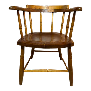 Early 20th Century Barrel Backed Wooden Pub Chair