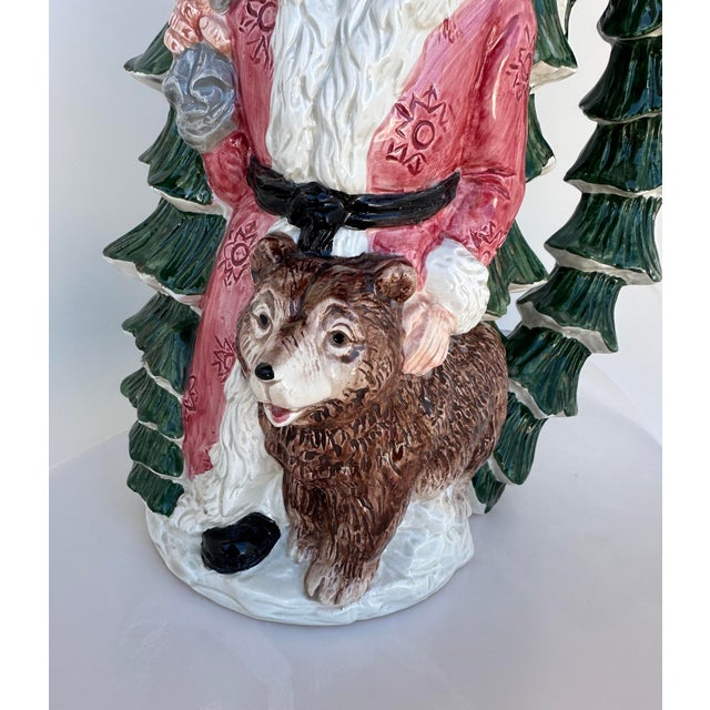 Fitz and Floyd 1990s Fitz & Floyd Russian Wilderness Santa Claus & Bear Pitcher 2Qt For Sale - Image 4 of 8