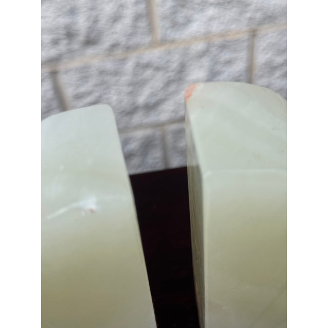 Mid 20th Century Pair of Carved Onyx Art Deco Bookends For Sale - Image 9 of 11