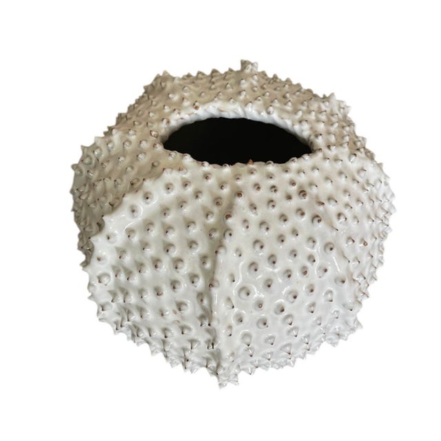 Vintage Coastal Ceramic Sea Urchin Bud Vase For Sale - Image 4 of 12