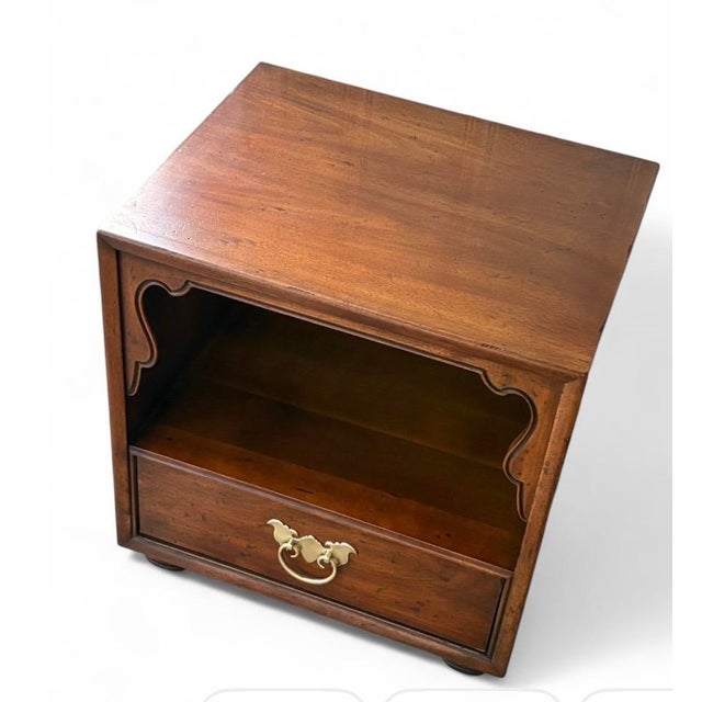 Mid-Century Modern 1970s Henredon Chinoiserie Mid-Century Modern Walnut Nightstand For Sale - Image 3 of 5