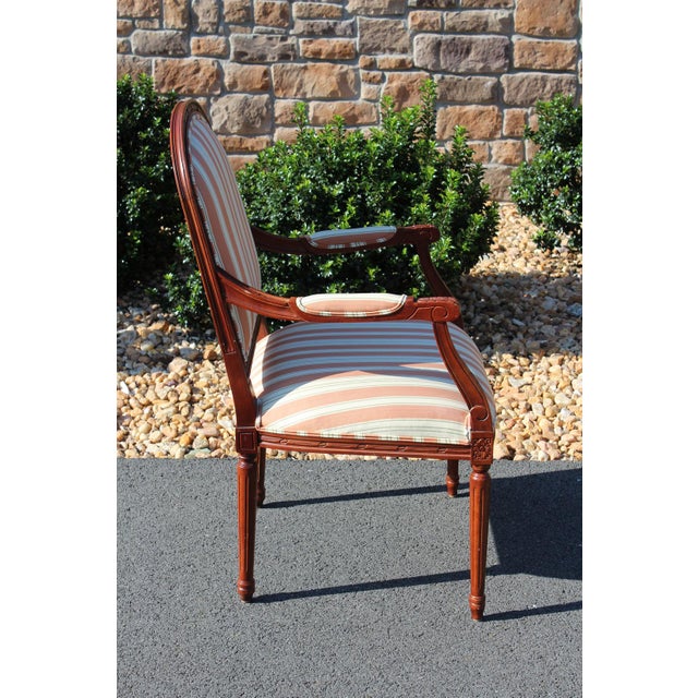 Ethan Allen Louis XVI Style Armchairs With Silk Upholstery—A Pair For Sale - Image 15 of 18