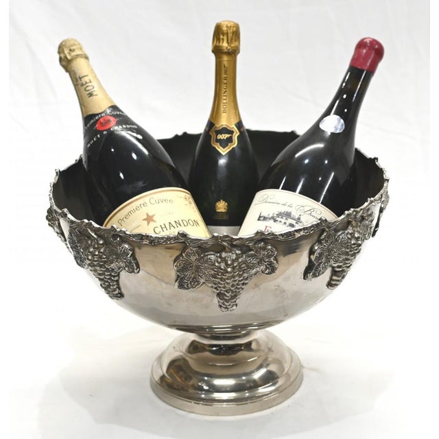 Sheffield silver plate punch bowl / dish Great for fruit also - or wine and champagne as illustrated here! Dimensions are...