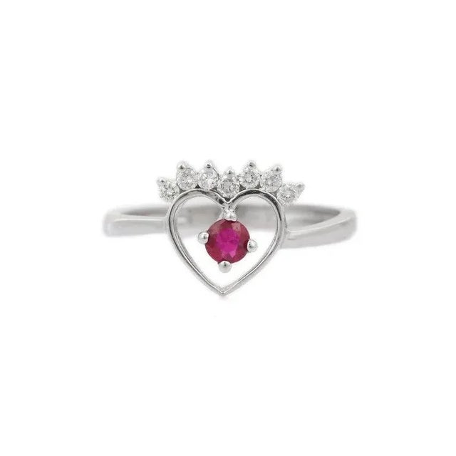 This is part of Chairish’s Fine Jewelry assortment. Heart Shape Ruby and Diamond Ring Set in 18K Gold featuring natural...