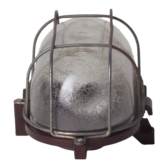 Industrial Bakelite & Glass Wall Light with Metal Cage, 1960s For Sale