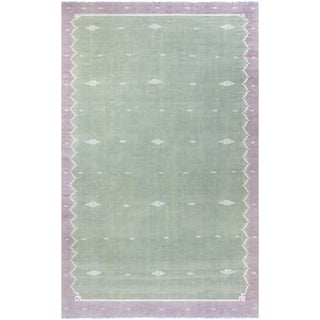 Doris Leslie Blau Mid-Century Indian Dhurrie Sage Flatweave Cotton Rug For Sale