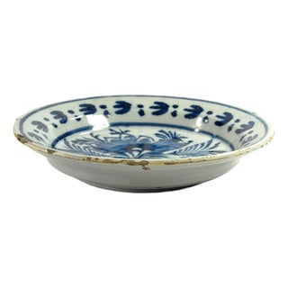 Blue and White Dutch Delftware Plate, 18th-19th Century For Sale