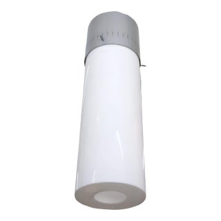 1958 Mid-Century Modern Cylinder Acrylic & Steel Pendant, 2 Available For Sale