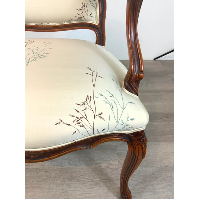 Vintage French Embroidered Silk Arm Chair For Sale - Image 4 of 9