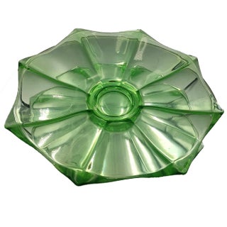 Art Deco Uranium Glass Platter from Niemen Glassworks For Sale