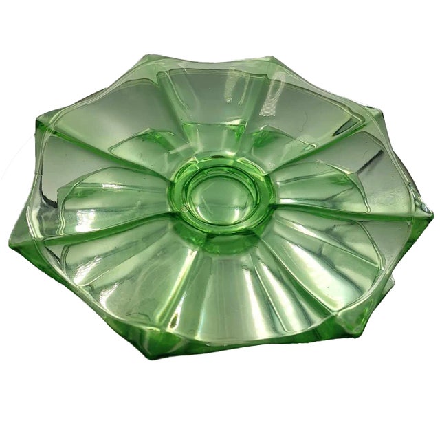 Art Deco Uranium Glass Platter from Niemen Glassworks For Sale