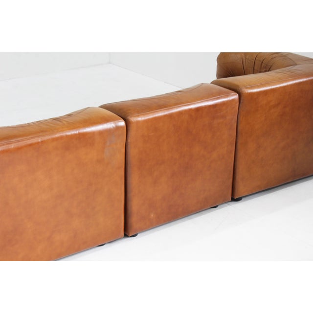 Vintage Modular Sofa in Cognac Leather, Italy, 1970s, Set of 4 For Sale - Image 11 of 13