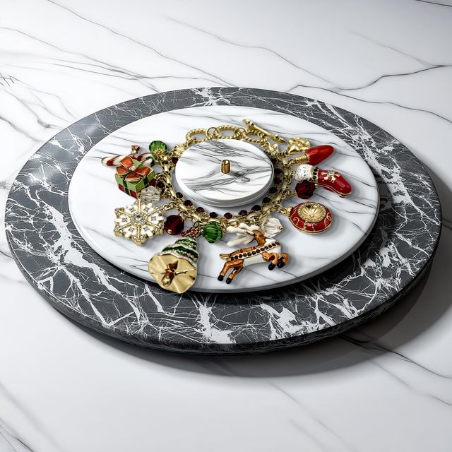 Ritzy Couture DeLuxe Christmas Gift Charm Bracelet by – 22k Gold Layered Brass For Sale - Image 4 of 10