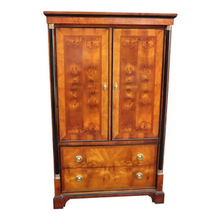 Century French Empire Burl & Ebonized Armoire For Sale