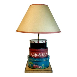1980s Vintage Americana Farmhouse Arts & Crafts Accent Table Lamp For Sale