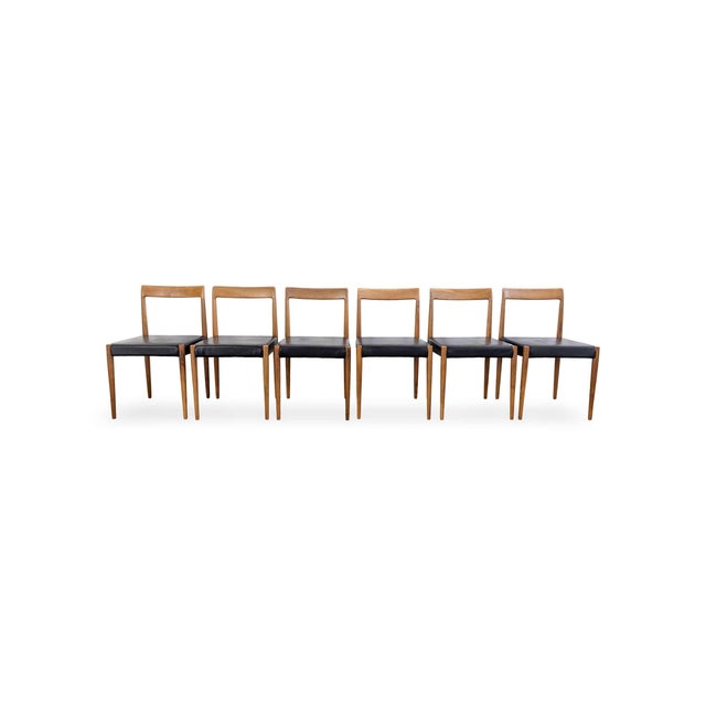 Mid-Century Walnut and Leather Chairs from Lübke, Set of 6 For Sale - Image 11 of 11