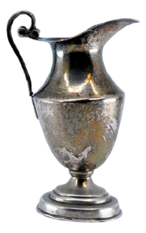 Wine Jug in Plain Silver, Set on a Beaded Base