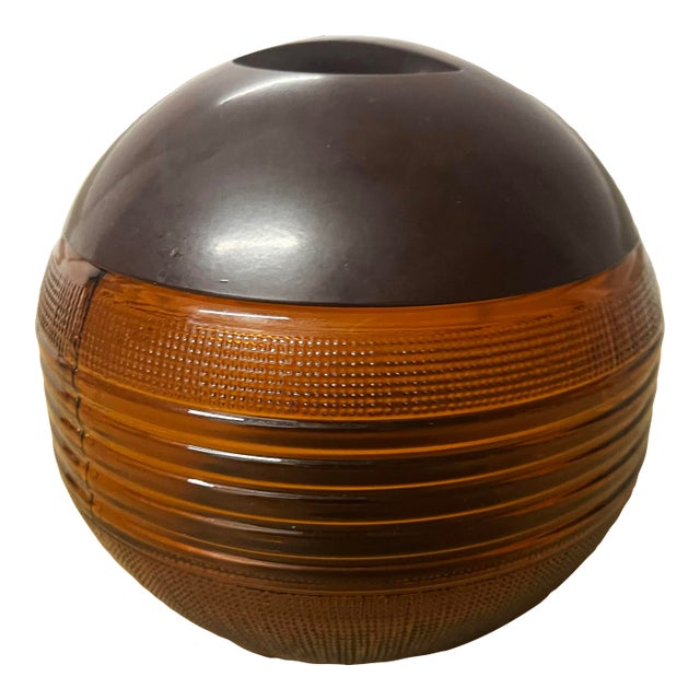 1930s Art Deco Amber Glass & Bakelite Tobacco Jar/Humidor For Sale