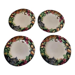 90's Vitromaster Rain Forest Dinner Plates S/4 For Sale