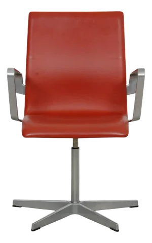 Oxford Chair in Red Aura Leather by Arne Jacobsen