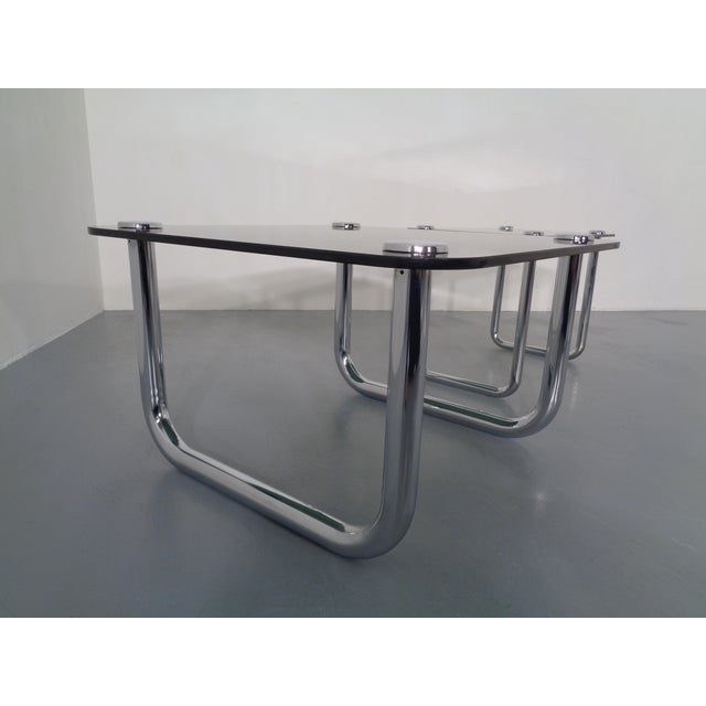 1970s Italian Chrome & Smoked Glass Side Table, 1970s For Sale - Image 5 of 18