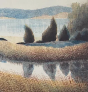 "Early Evening IV" Color Landscape Etching by Nicolette Jelen