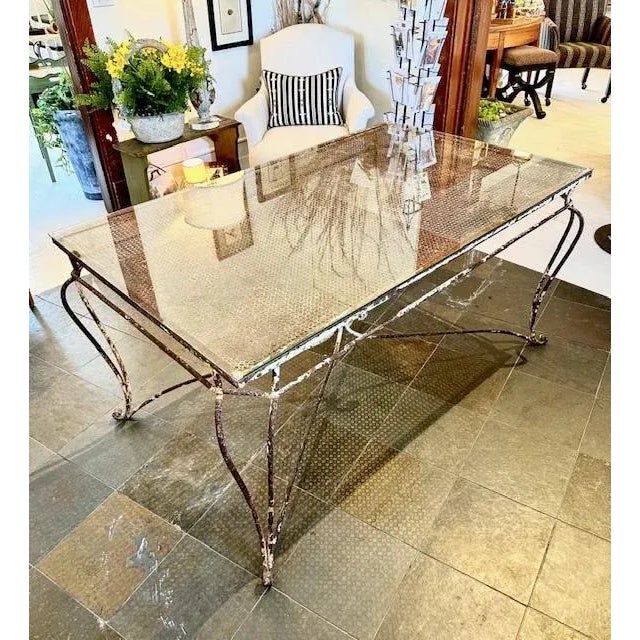 White Antique Glass + Iron Table Paris Circa 1920"s For Sale - Image 8 of 12
