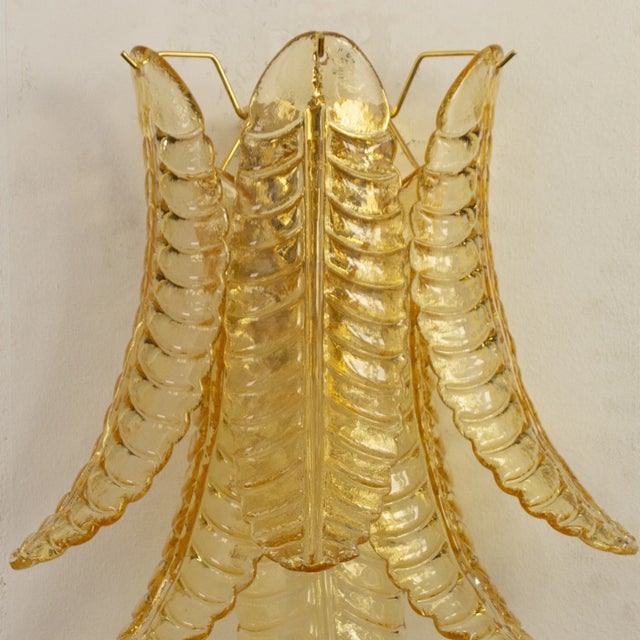 Gold Vintage Wall Sconces in Amber Murano Glass, 1990s, Set of 2 For Sale - Image 8 of 12