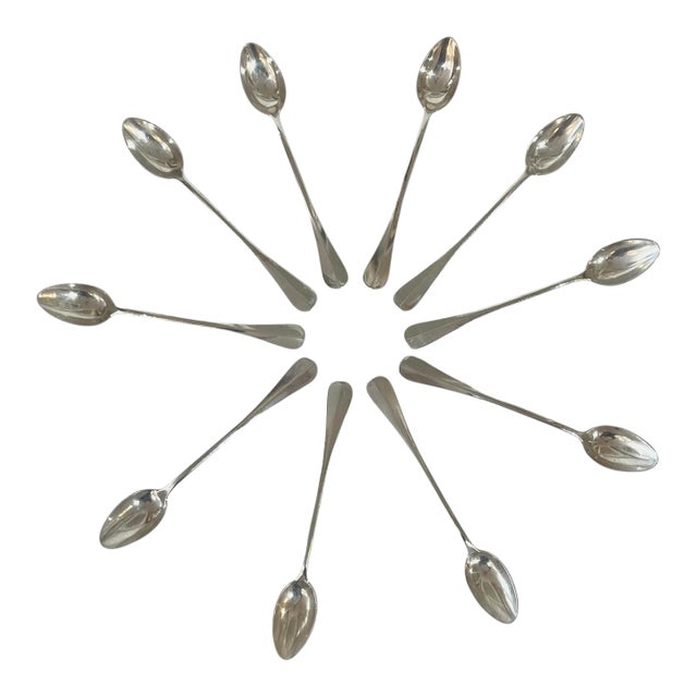 Early 20th Century Set 10 Hotel Metropole Silver Plate Long Spoons by Wiskemann of Belgium For Sale