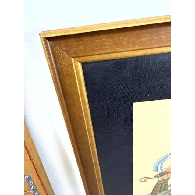 Pair of Vintage Chinese Gongbi Silk Paintings of Guardian Warriors For Sale - Image 11 of 11