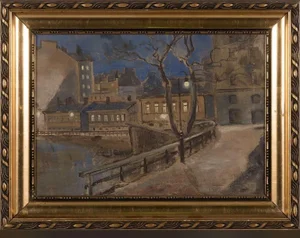 Jon Oscar Esti, Kruununhaka Harbour, Helsinki, 20th-Century, Oil on Canvas