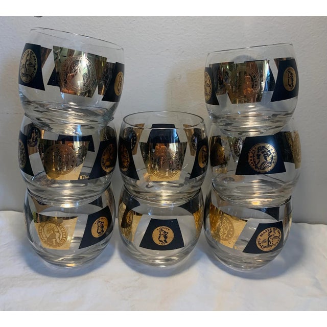 1960’s Vintage Roman Gold and Black Glass Tumblers / Rocks Glasses- Set of 8 For Sale In Philadelphia - Image 6 of 8