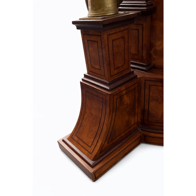 Brown French Neoclassical Pedestal Jardinière in Burl Wood and Amaranth by Maison Rémy, Paris, 1986 For Sale - Image 8 of 10
