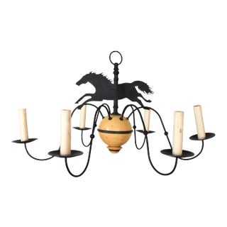 Vintage Early American Colonial Style Equestrian Chandelier For Sale