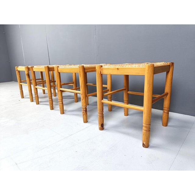 Vintage Wicker Stools, 1960s, Set of 4 For Sale - Image 6 of 11