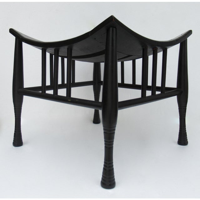 Early C.1920's Liberty & Co. Attr. Anglo-English Egyptian-Revival Thebes Stool Original Ebony Finish For Sale - Image 13 of 18